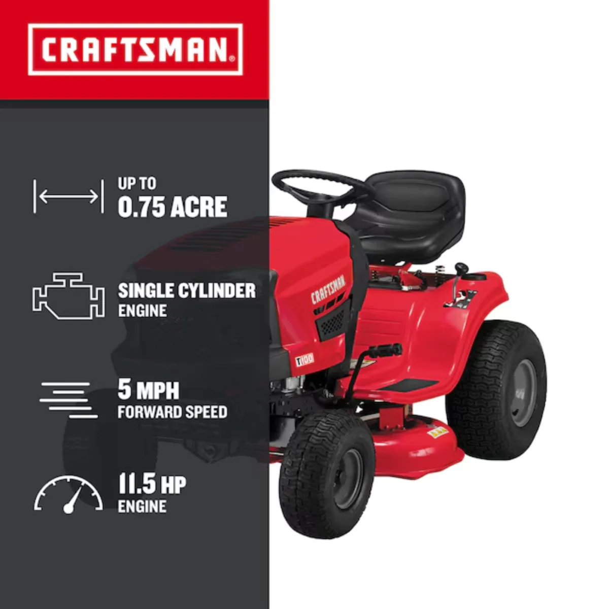 Craftsman T100 36-in 11.5-HP Riding Lawn Mower image 1