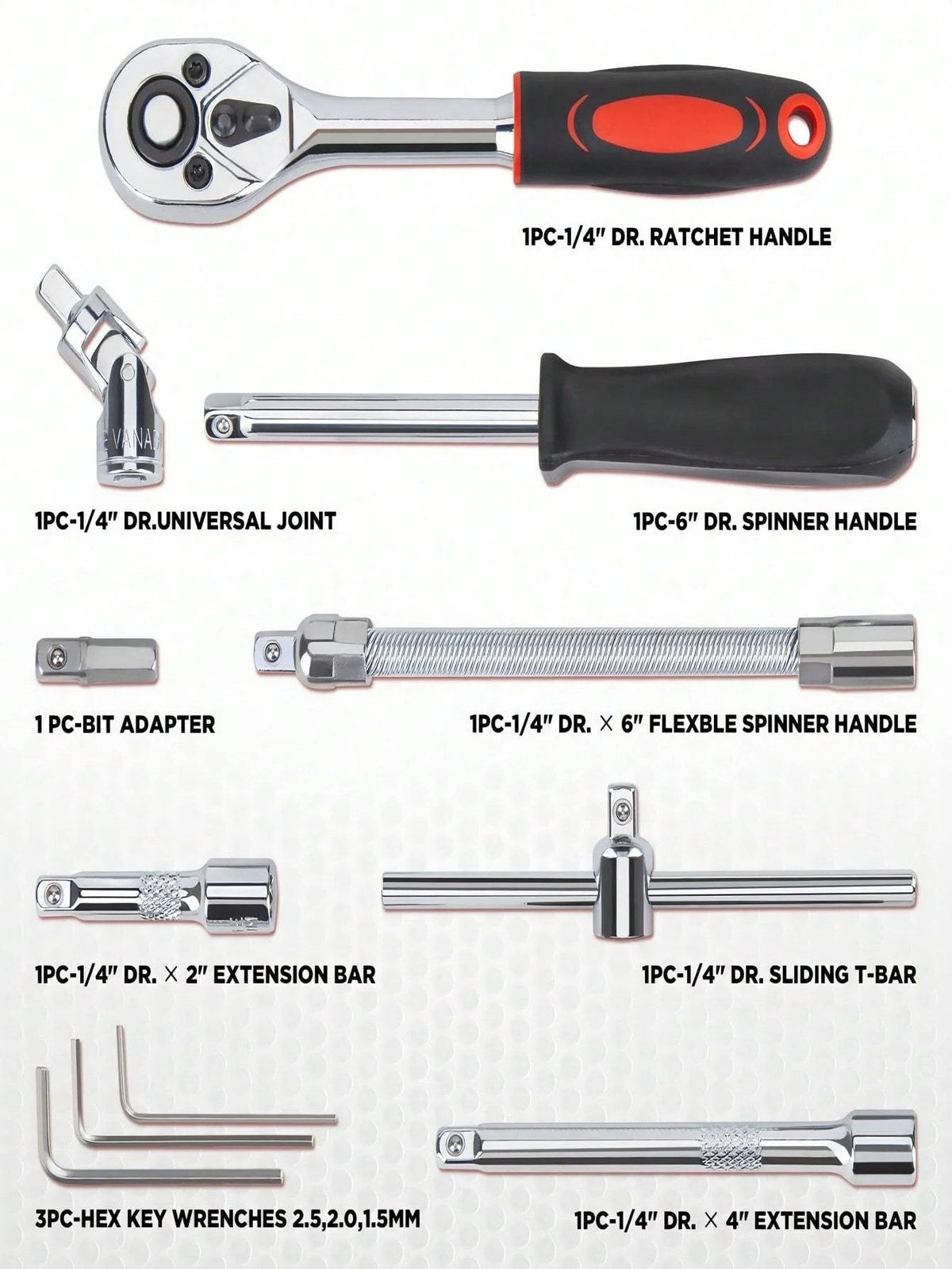 Part-driven Socket Claw Ratchet Wrench Tool Set, With Drill Socket Set Metric