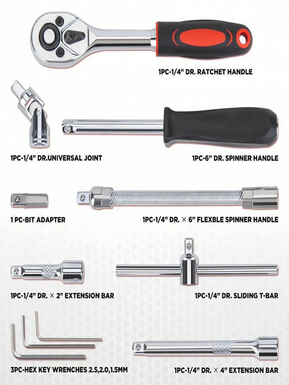 Part-driven Socket Claw Ratchet Wrench Tool Set, With Drill Socket Set Metric