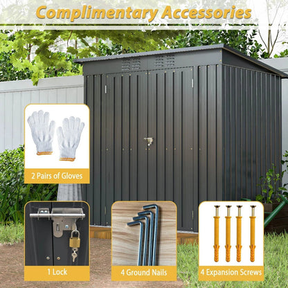 6 X 4 Ft Outdoor Storage Shed, All Weather Tool Shed For Garden, Backyard, Lawn, Black
