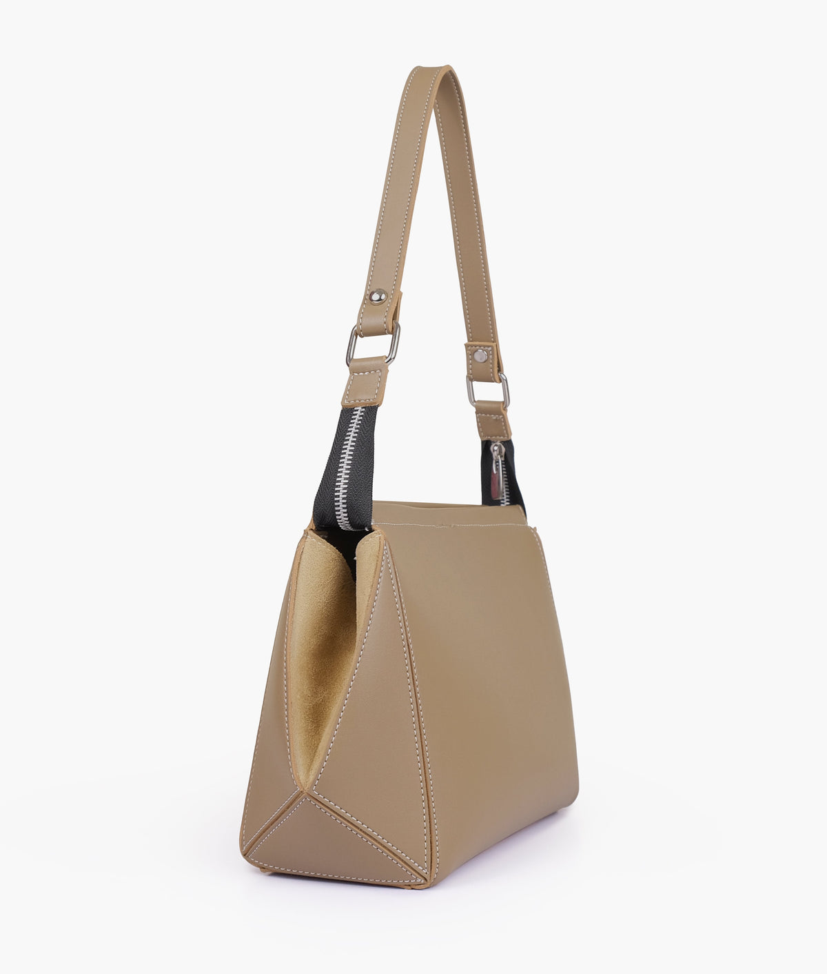 Coffee color  suede trio twist handbag
