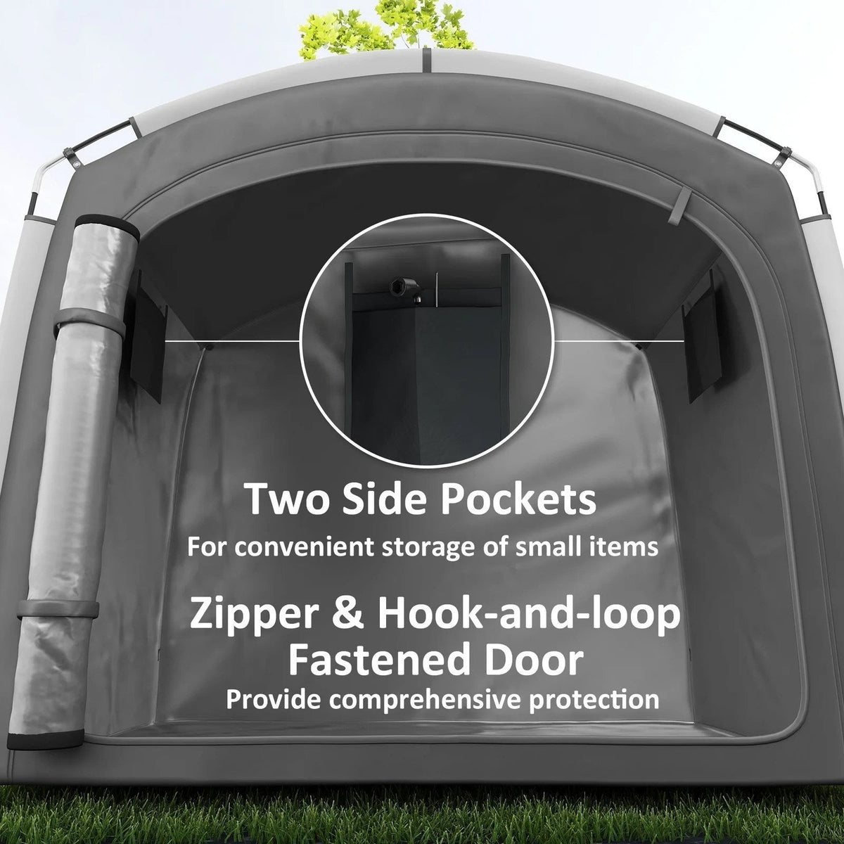 Bike Storage Shed Tent, Portable And Waterproof With 210D Oxford Fabric And Carry Bag For 3-4 Bicycles, Dark Gray