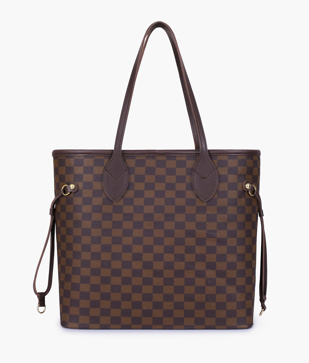 Dark brown checkered neverfull tote bag for Women