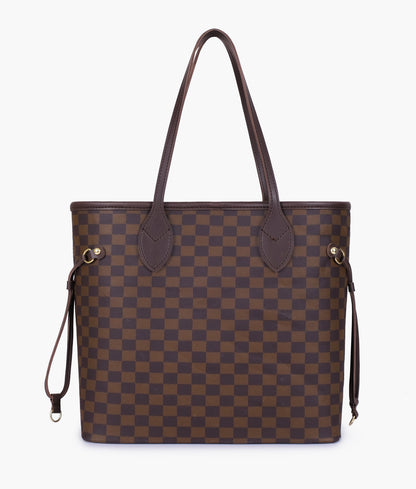 Dark brown checkered neverfull tote bag for Women