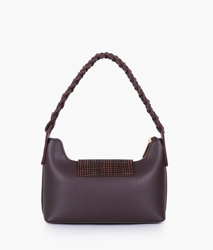 Dark brown color  purse with braided strap
