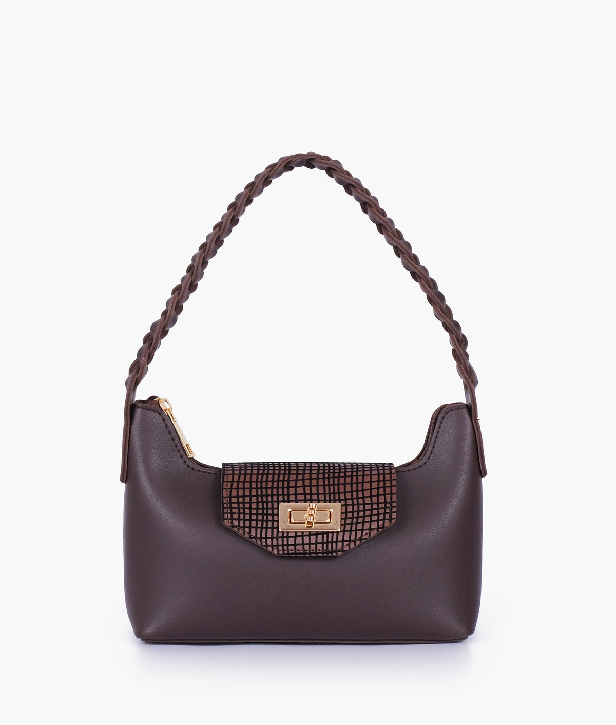 Dark brown color  purse with braided strap