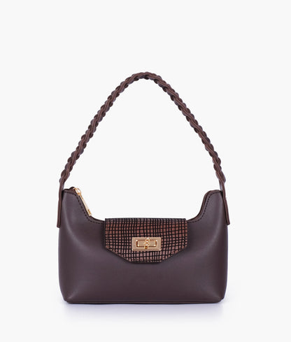 Dark brown color  purse with braided strap