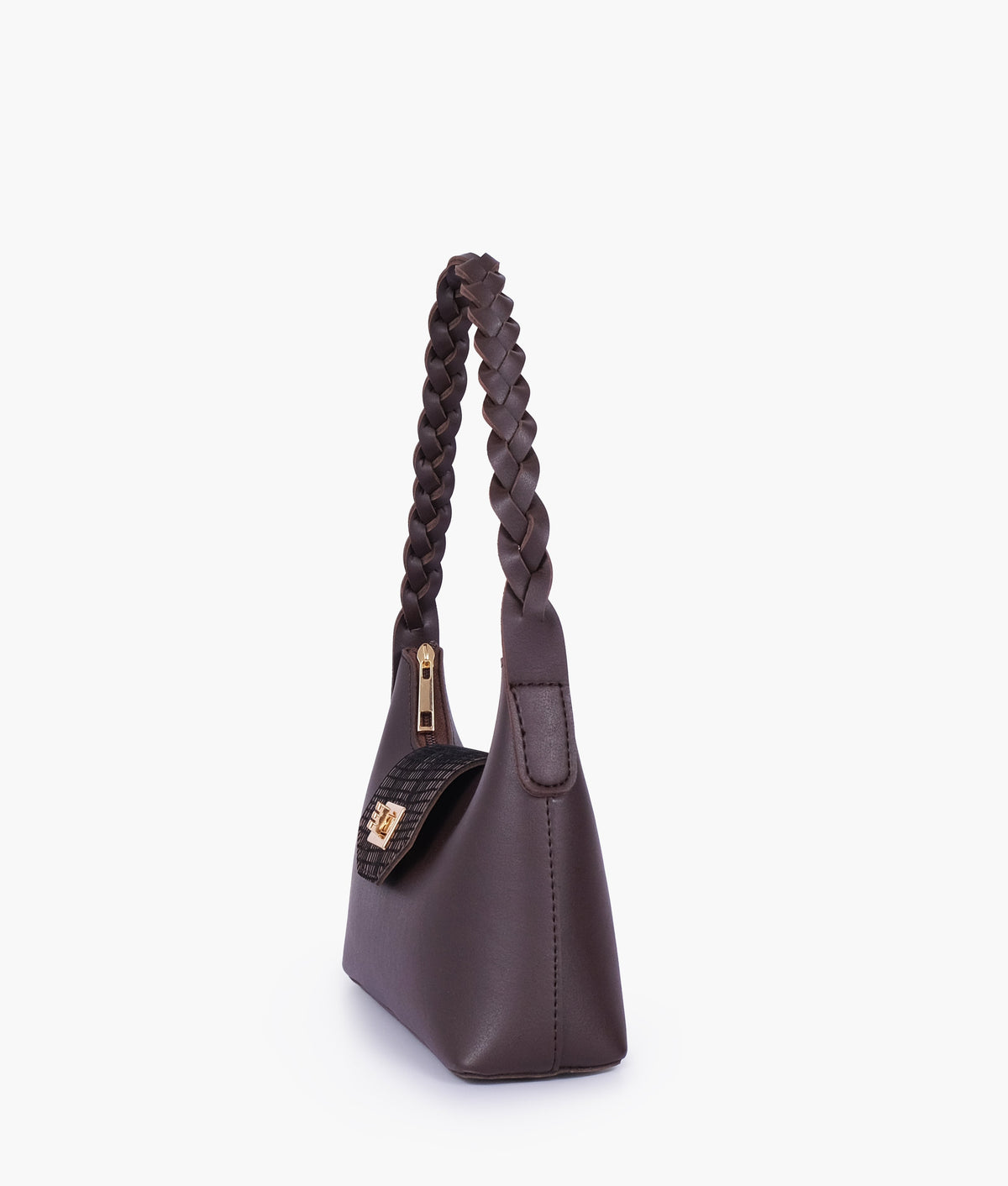 Dark brown color  purse with braided strap