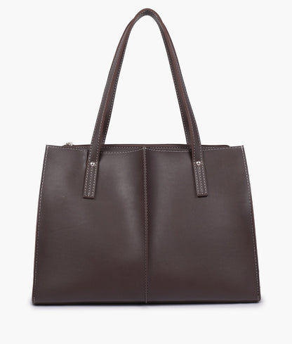 Dark brown work tote bag for women