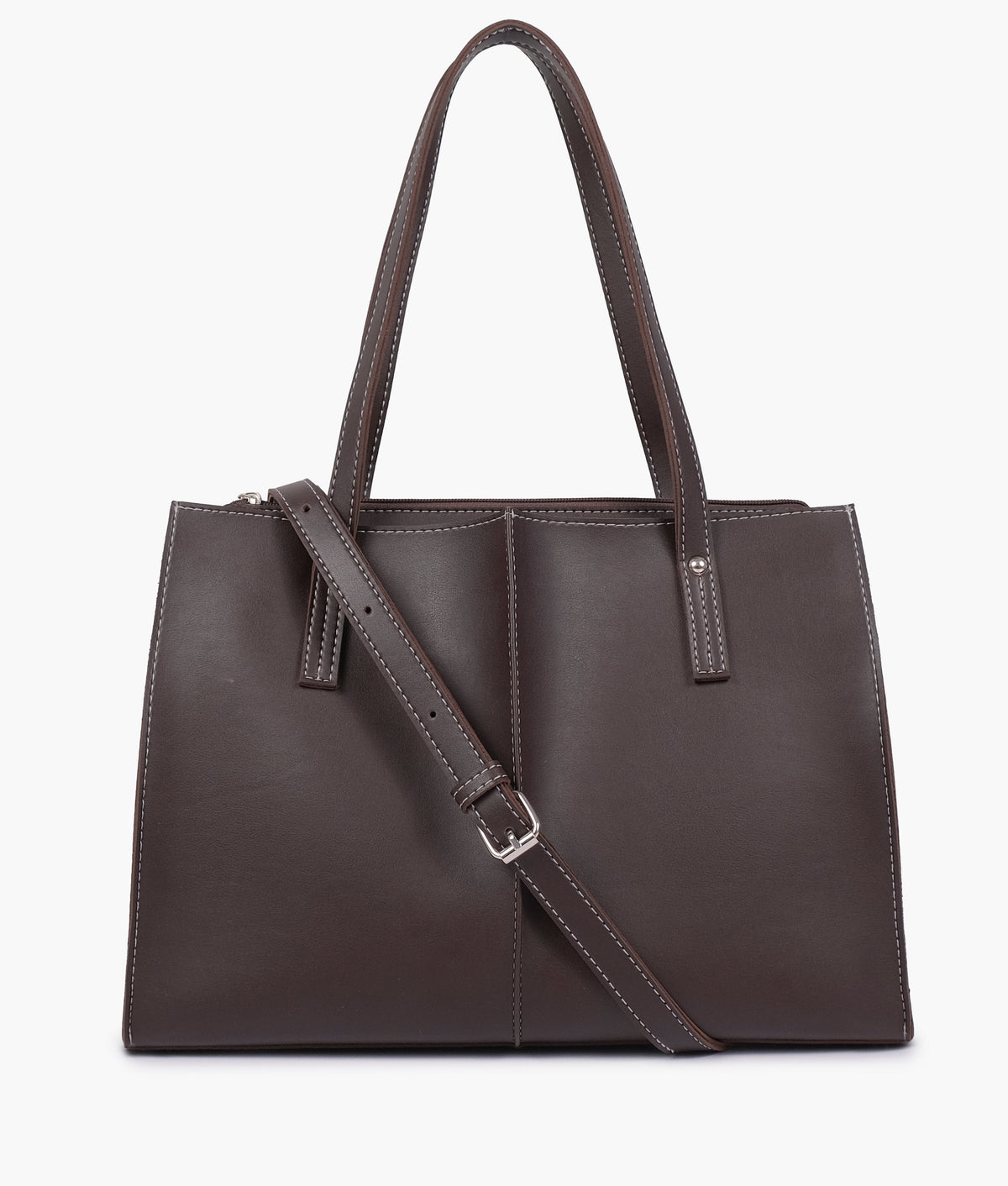 Dark brown work tote bag for women