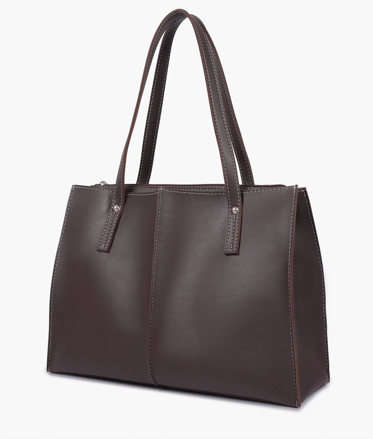 Dark brown work tote bag for women