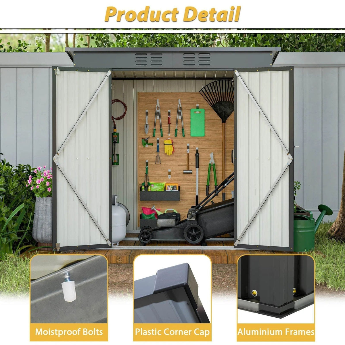 6 X 4 Ft Outdoor Storage Shed, All Weather Tool Shed For Garden, Backyard, Lawn, Black