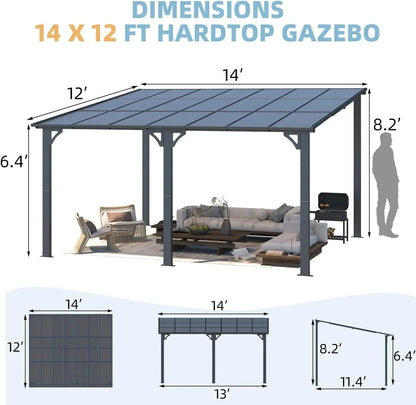 Aecojoy 14×12 ft Aluminum Pergola with Canopys