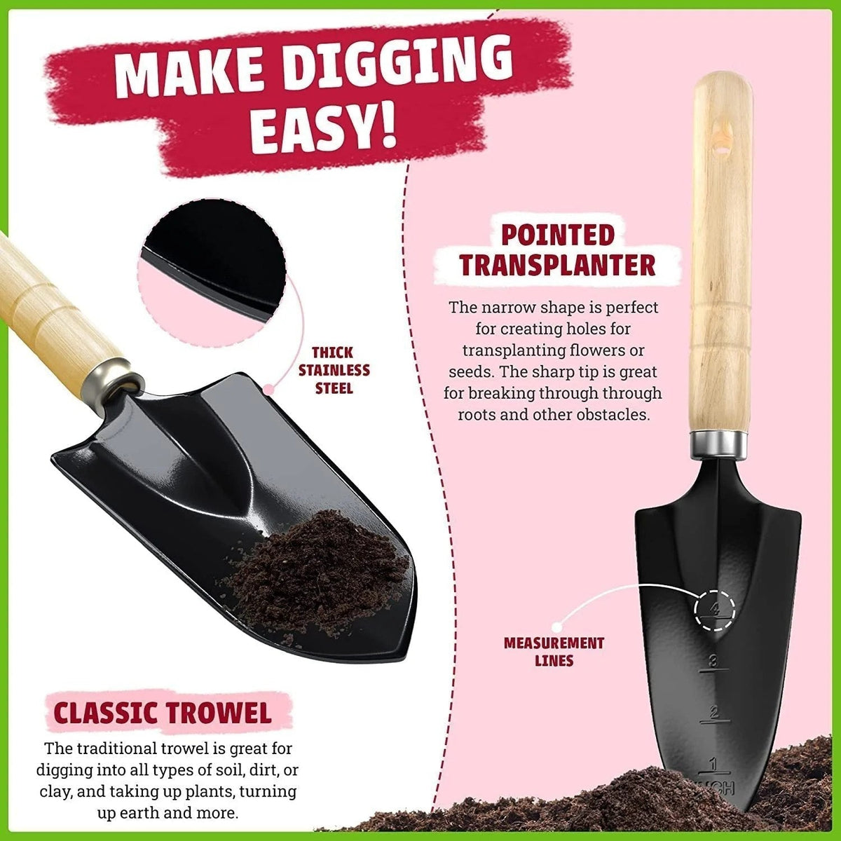 Hot Selling Stainless Steel Gardening Tools Suit