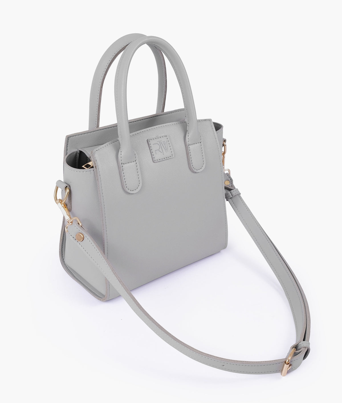 Grey color top-handle mini handbag