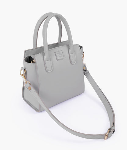 Grey color top-handle mini handbag