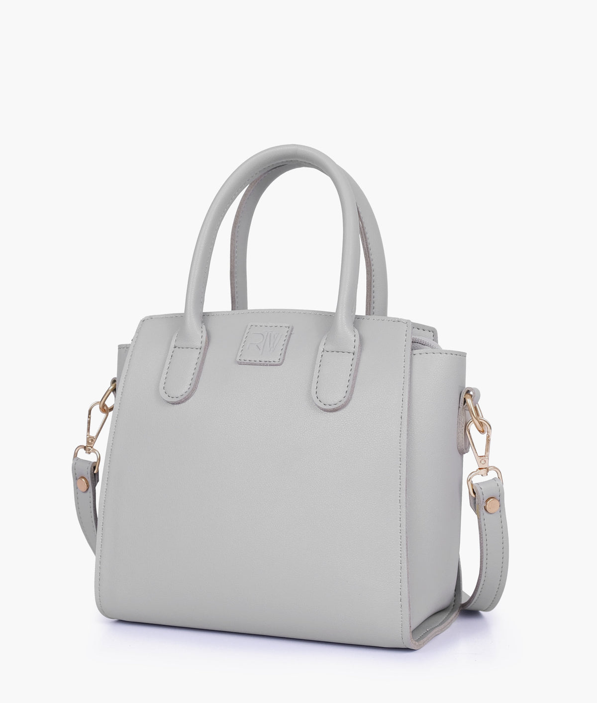 Grey color top-handle mini handbag
