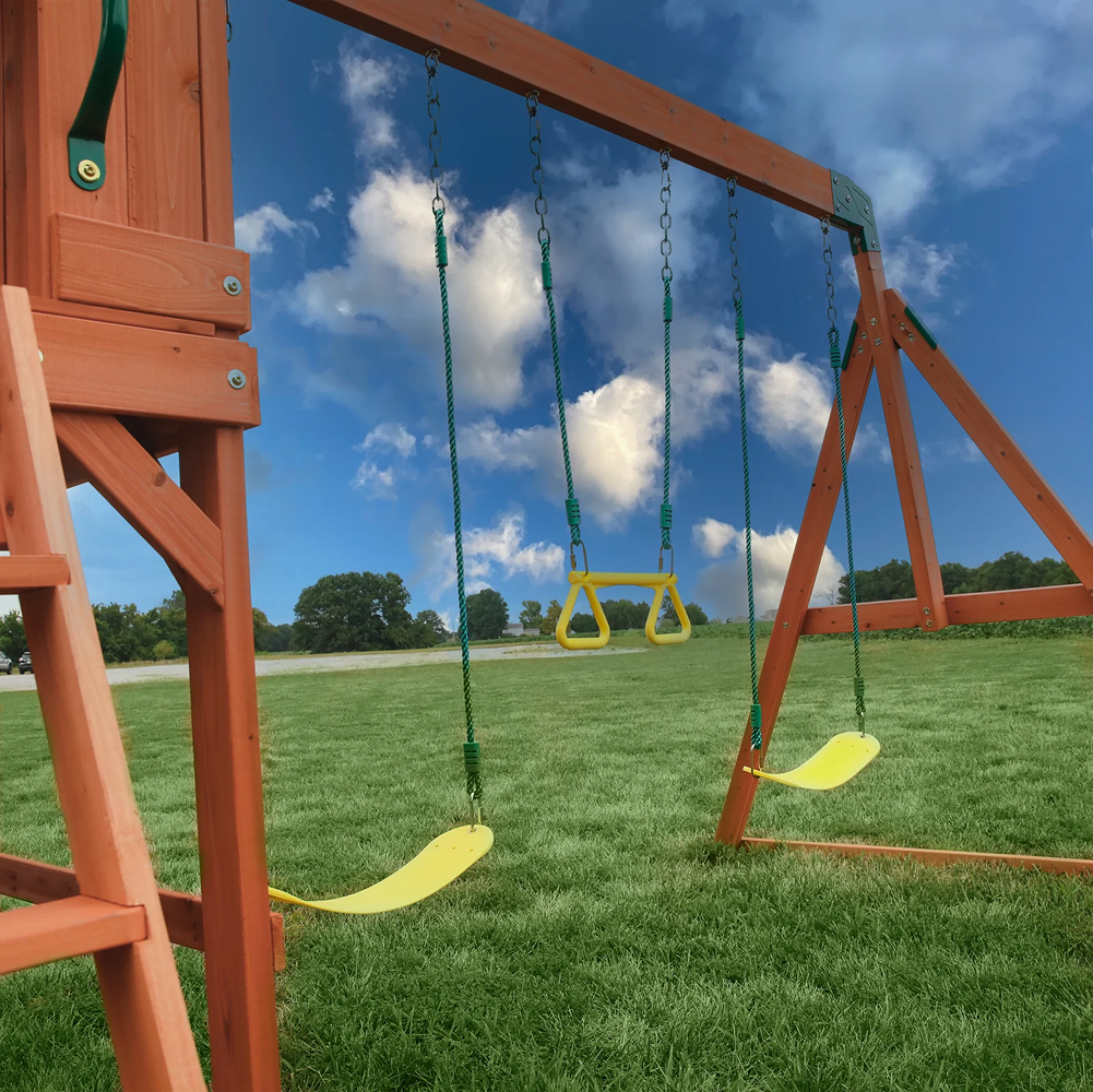 Atlantis Wooden Swing Set with Slide and Play Deck