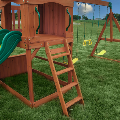Atlantis Wooden Swing Set with Slide and Play Deck