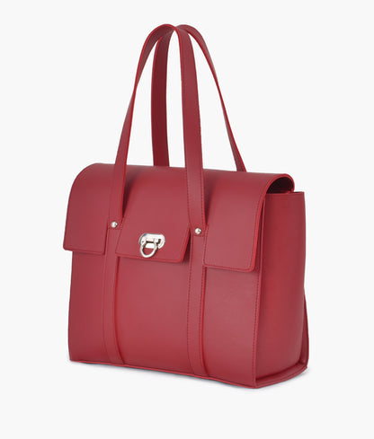 Red color carry-all satchel bag