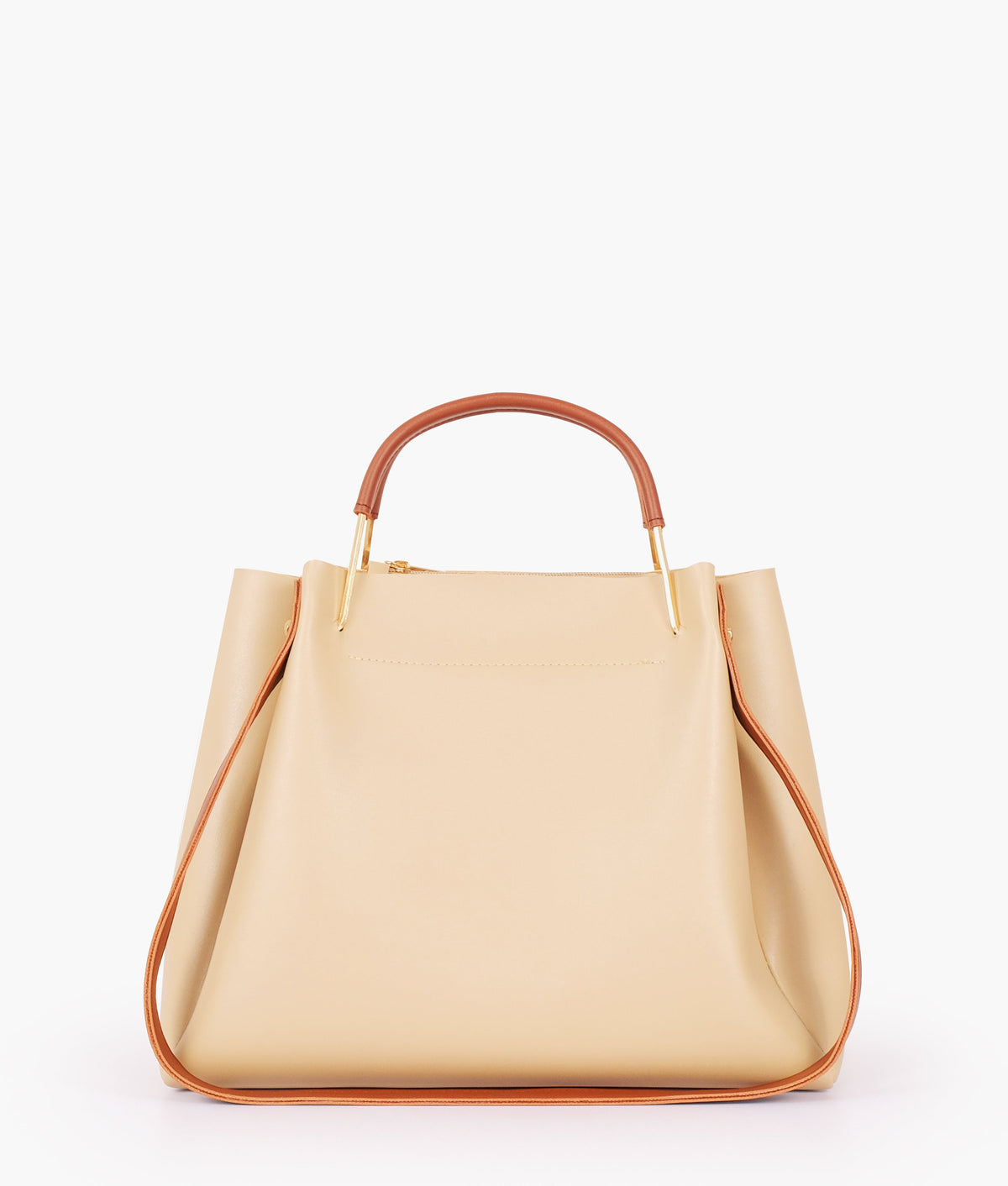 Off-white color metal handle tote bag