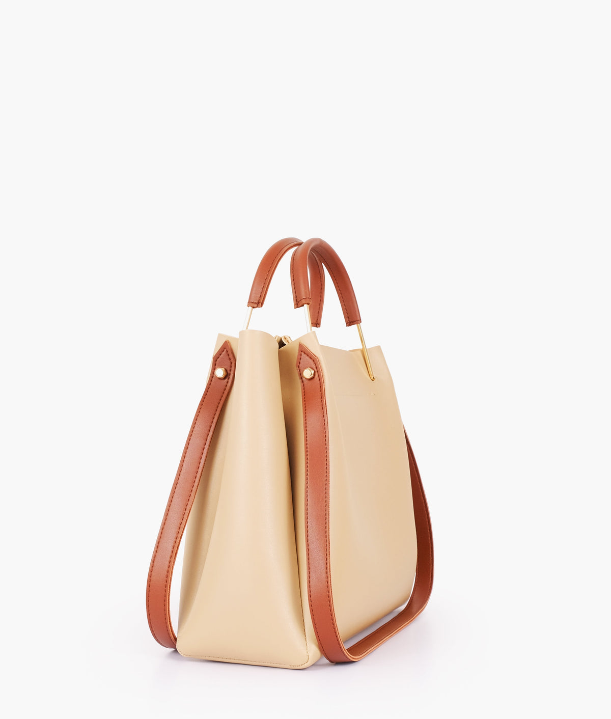 Off-white color metal handle tote bag