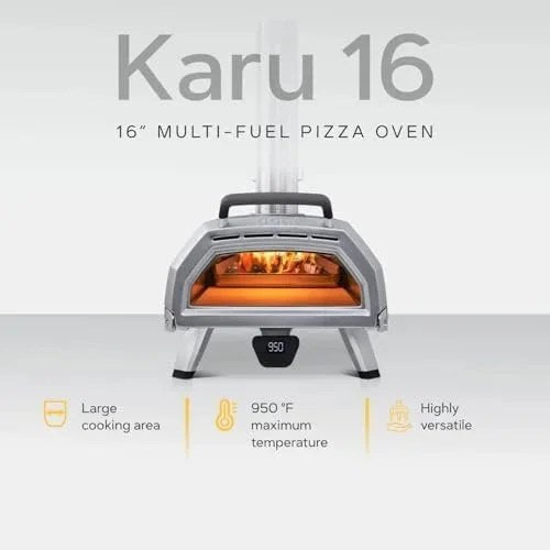 Ooni Karu 16 Multi-Fuel Outdoor Pizza Oven – Wood and Gas Fired Oven – Outdoor Cooking Pizza Oven – Fire and Stonebaked Pizza Ovens for Authentic Homemade Pizzas – Dual Fuel Pizza Makers