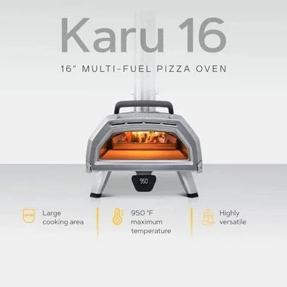 Ooni Karu 16 Multi-Fuel Outdoor Pizza Oven – Wood and Gas Fired Oven – Outdoor Cooking Pizza Oven – Fire and Stonebaked Pizza Ovens for Authentic Homemade Pizzas – Dual Fuel Pizza Makers