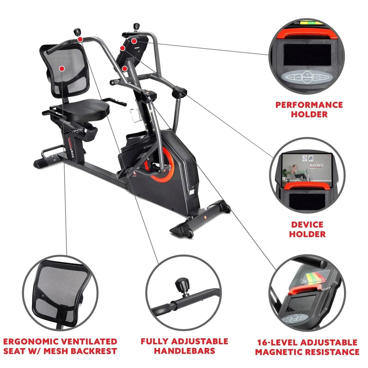 Sunny Health & Fitness Smart Recumbent Cross Trainer Elliptical Exercise Bike – SF-RB4886 SMART